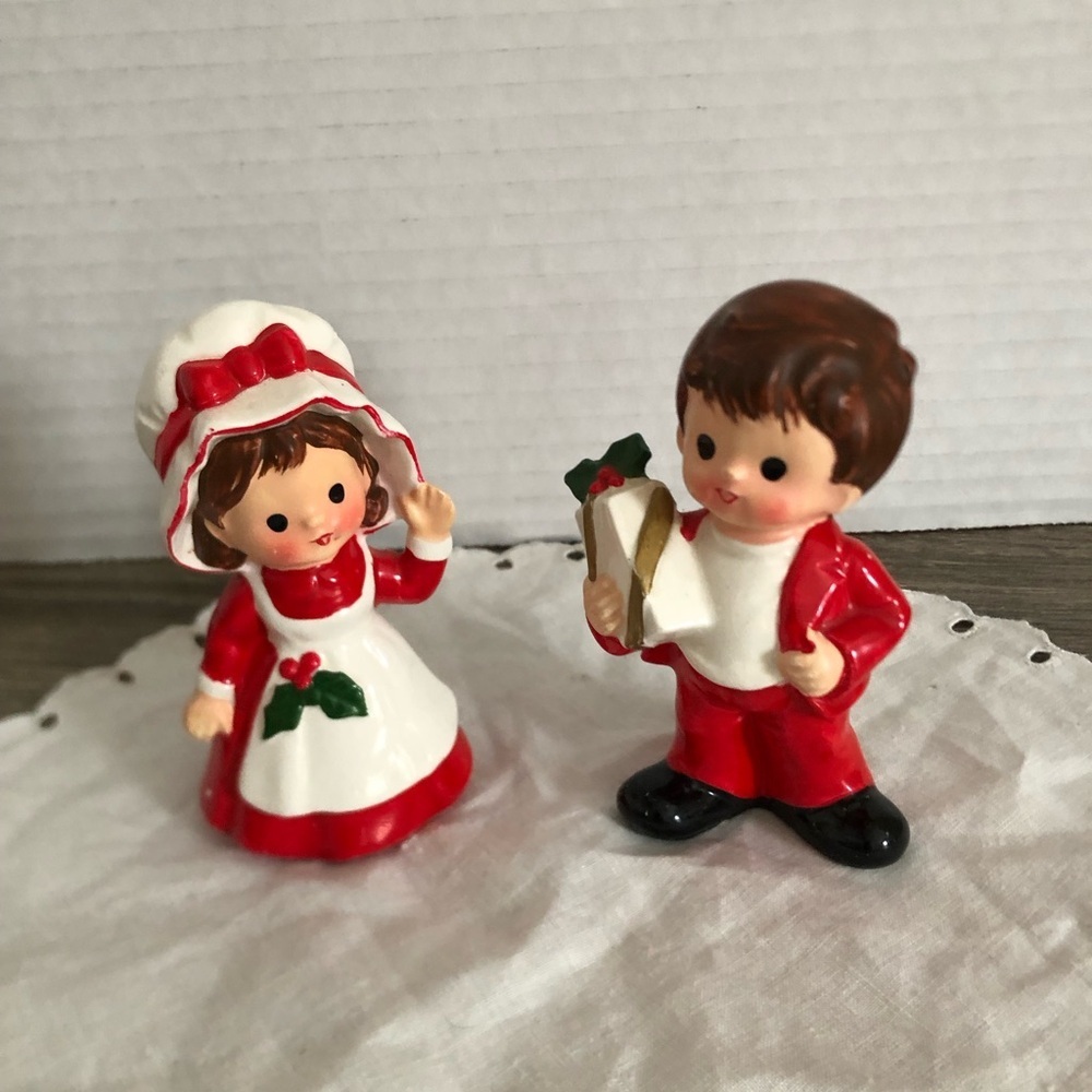 Vtg Inarco Japan Girl and Boy Christmas Figures - Picture 7 of 10